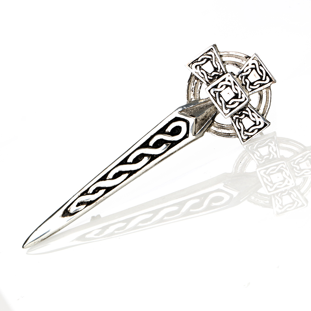 keltisches-kreuz-kiltpin-silber-002 Sword & Cross Highland Kilt Pin aus Schottland - Schwert & keltisches Kreuz