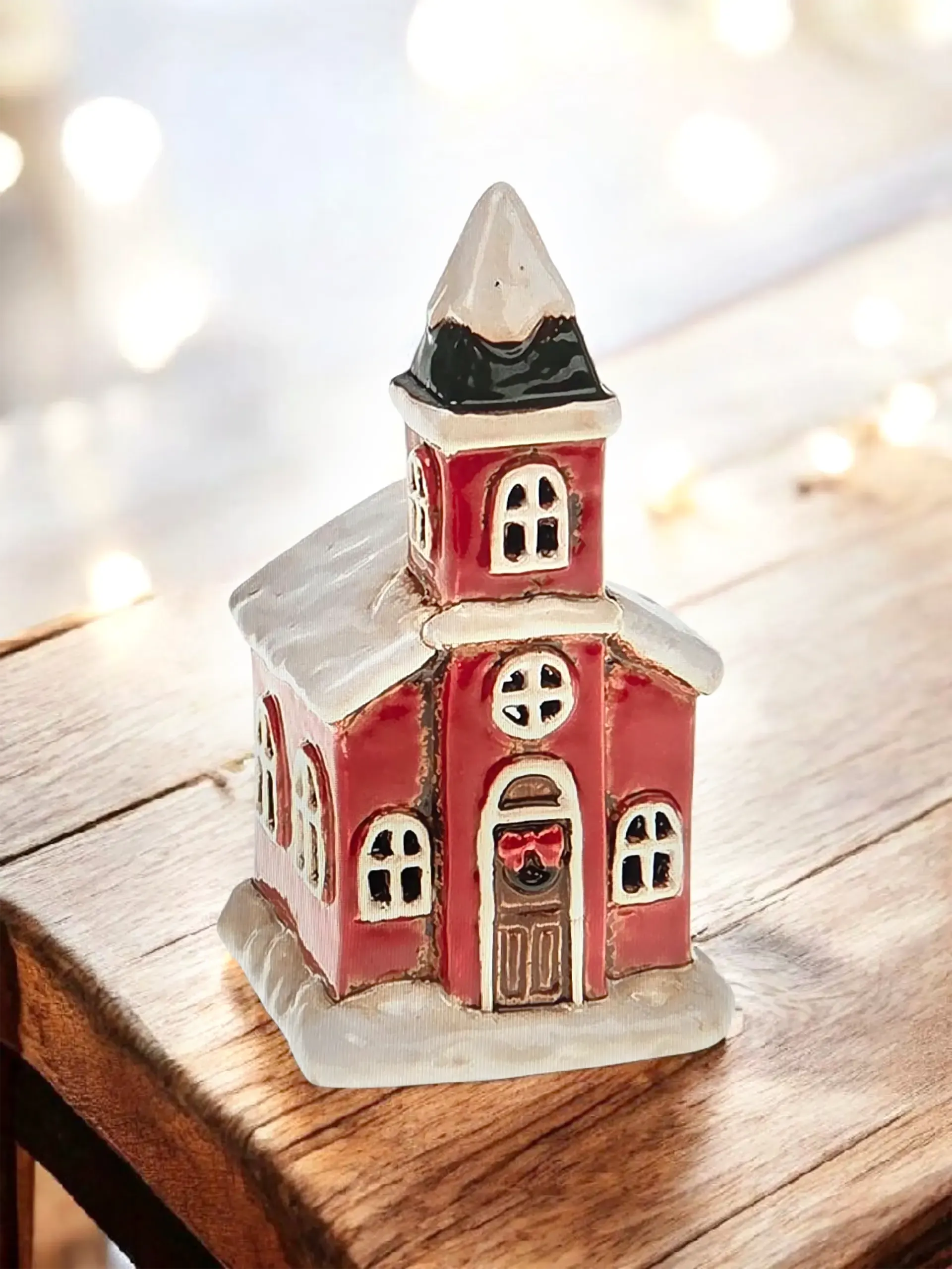 Village Pottery Teelichthalter Weihnachtskirche – handgefertigte Keramik-Deko im festlichen Stil