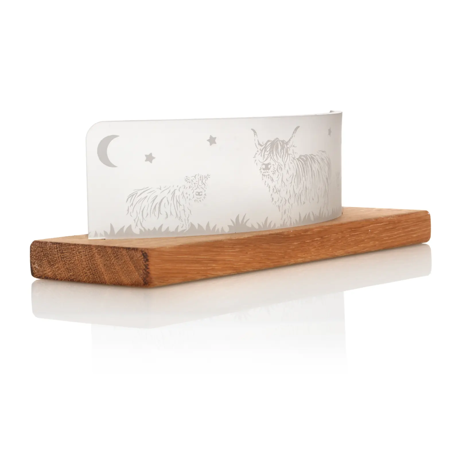 Coo Family Large - Highland Cow Teelichthalter aus recyceltem Whiskyfass