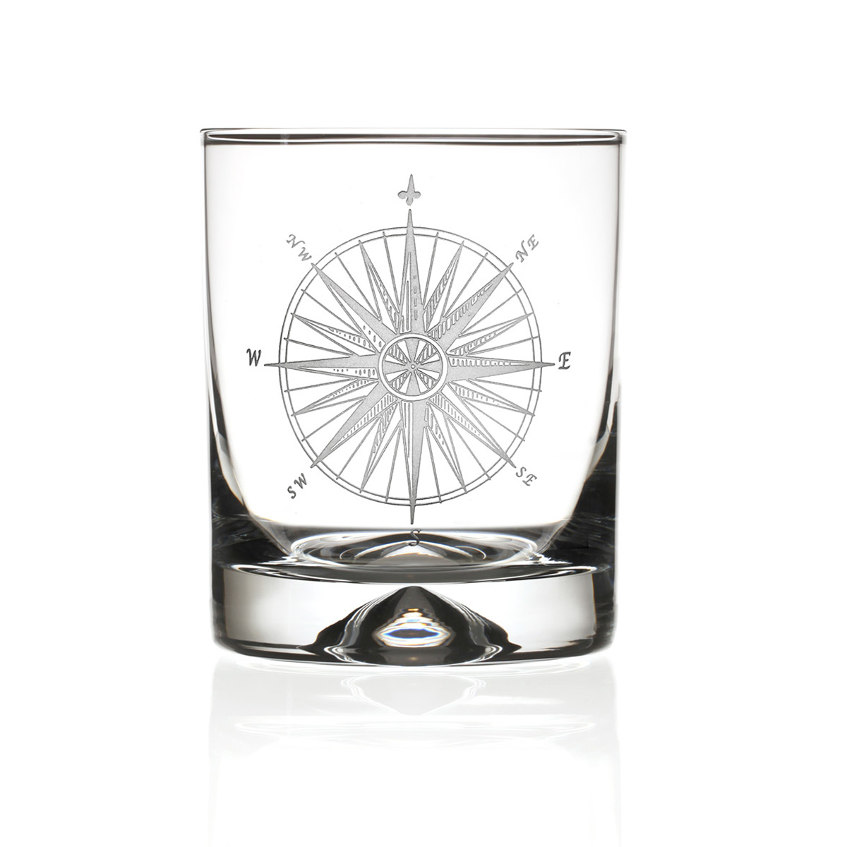 Windrose - Handgefertigter Whisky Tumbler aus Kristallglas mit Gravur