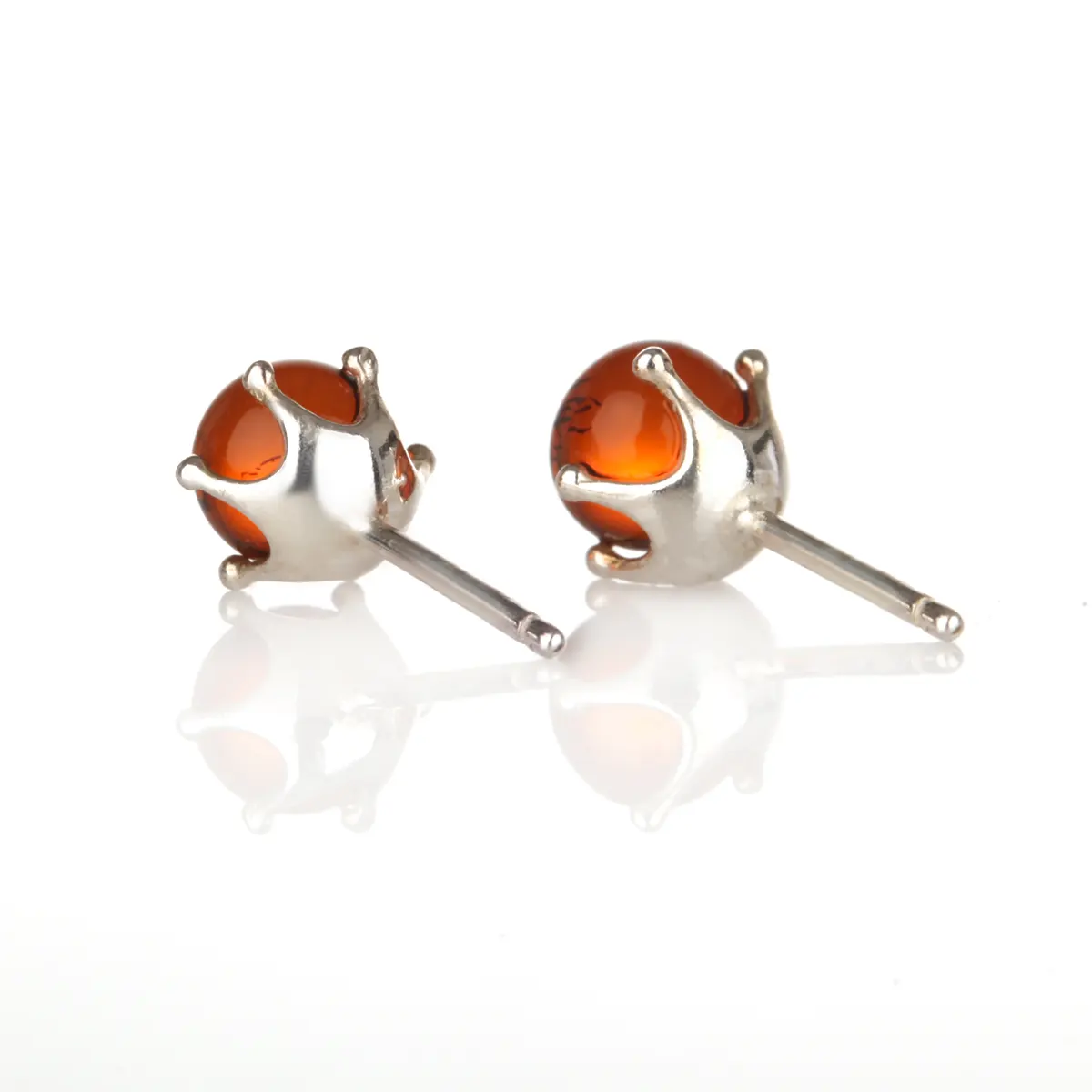 Honey Ball Studs - Irische Ohrstecker aus honigfarbenem Bernstein & Sterling Silber