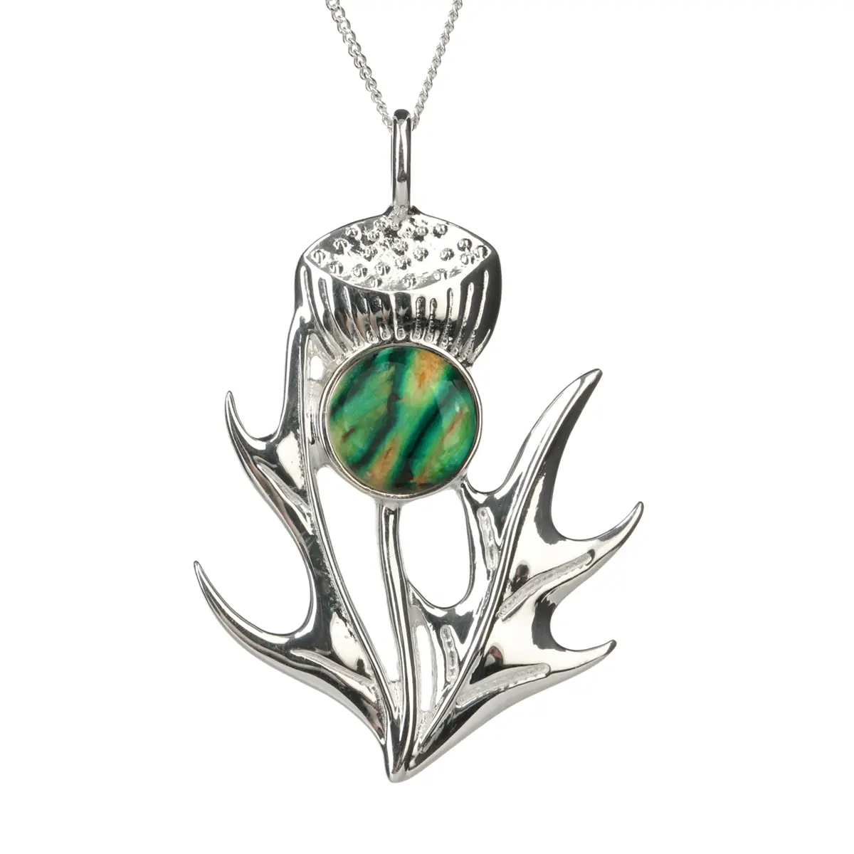 kette-anhaenger-schottischer-heathergem-schmuck-silber-038 Heathergem Thistle Kette - Schottische Distel aus Sterlingsilber & Heide