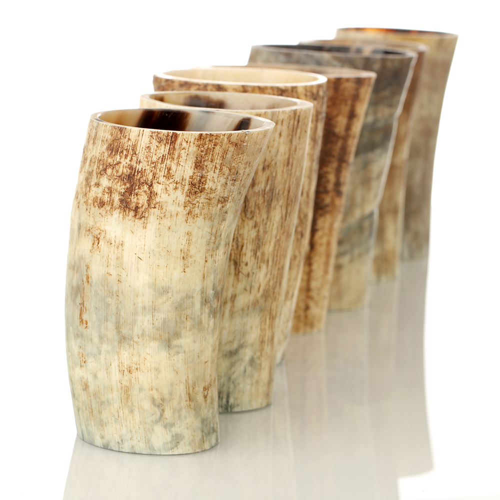 Becher-Horn-Natur-007 Hornbecher natur / roh - 0,3 l  - Wikinger Becher aus Rinderhorn - außen unbehandelt