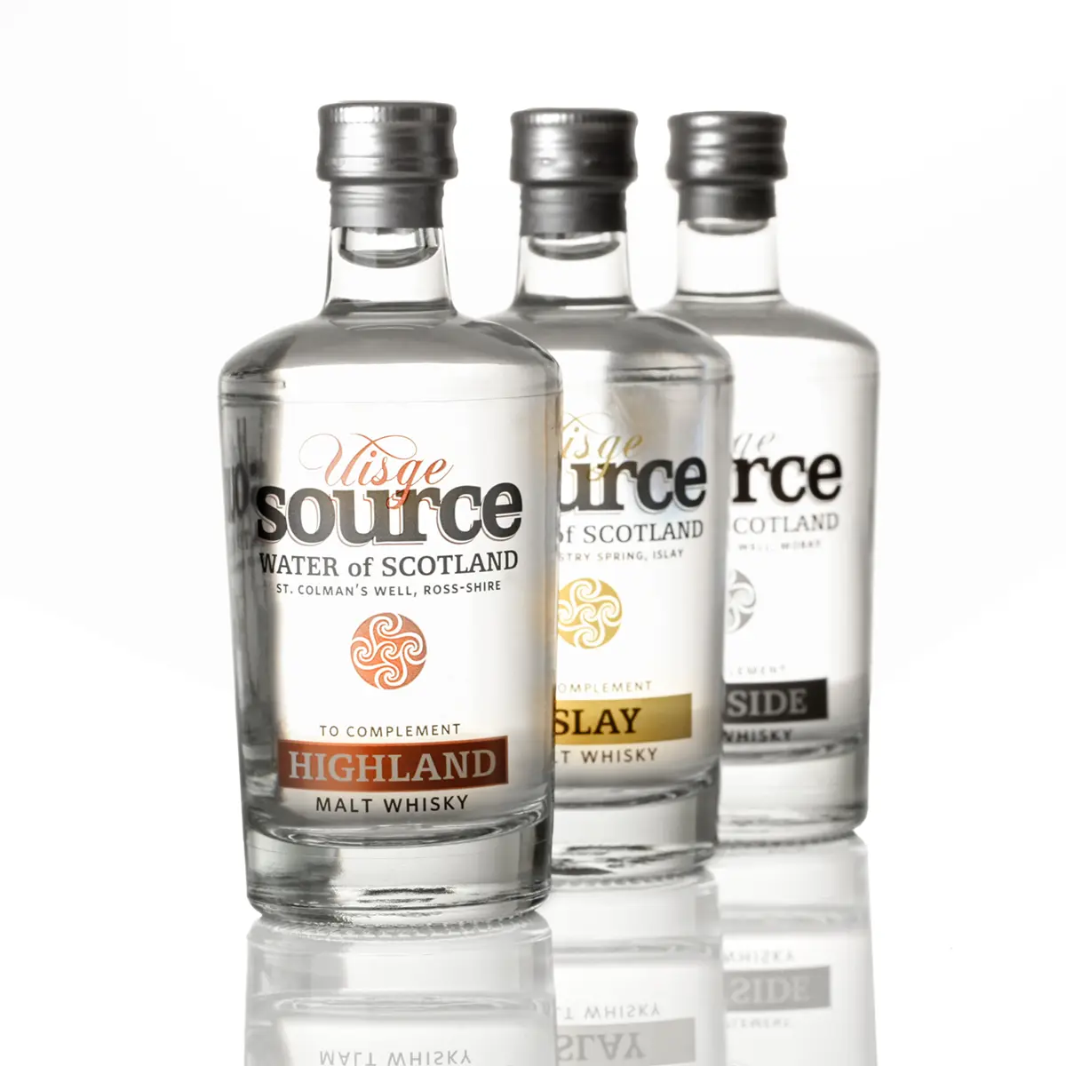 Uisge Source Three Regions - Whisky Wasser Tasting Set mit Pipetten und Ständer