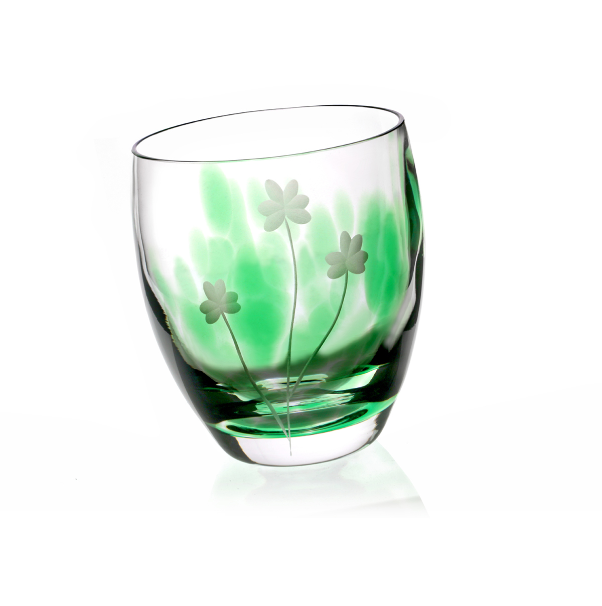 whiskey-glas-irland-irish-shamrock-kleeblatt-004MwXh2jbeh2Ufc 2 x Irish Shamrock Whiskey Tumbler - Handgefertigtes Kristallglas aus Irland