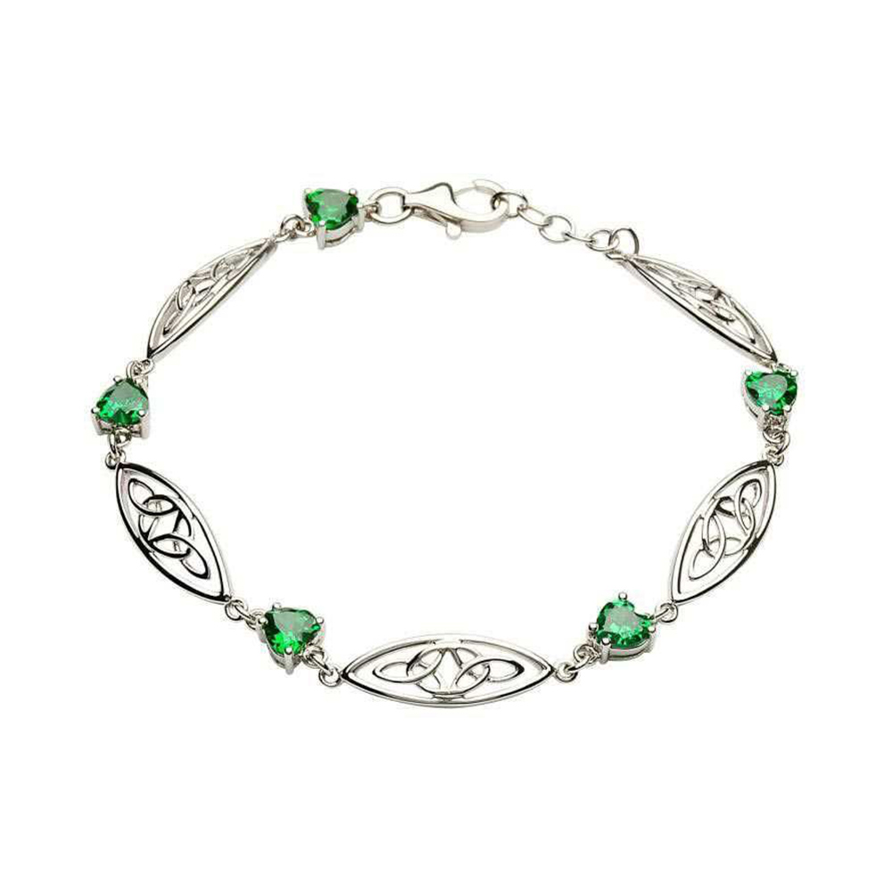 crystal-celtic-armband-silber-kristall Trinity Crystal - Keltisches Armband aus Silber mit grünen Kristallen