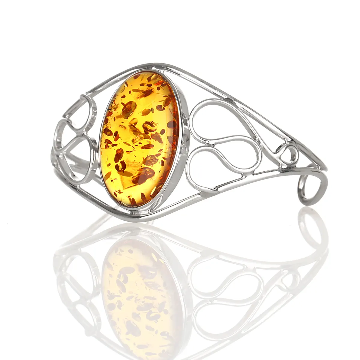 Honey Amber Bangle - Irischer Armreif aus honigfarbenem Bernstein & Sterling Silber