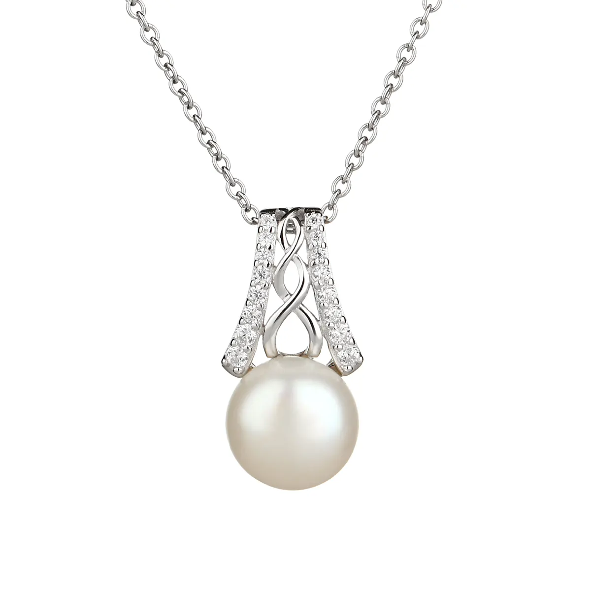 Kette-Anhaenger-perle-kristall-silber-irland-001 Trinity Pearl - Keltische Kette aus Irland - Sterling Silber mit Kristall & Perle