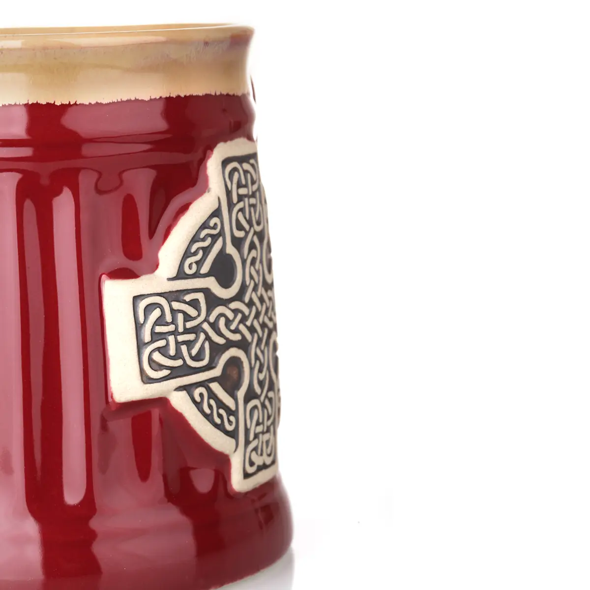 Celtic Cross  Stoneware Tankard - Keltischer Keramik Bierkrug - Rot