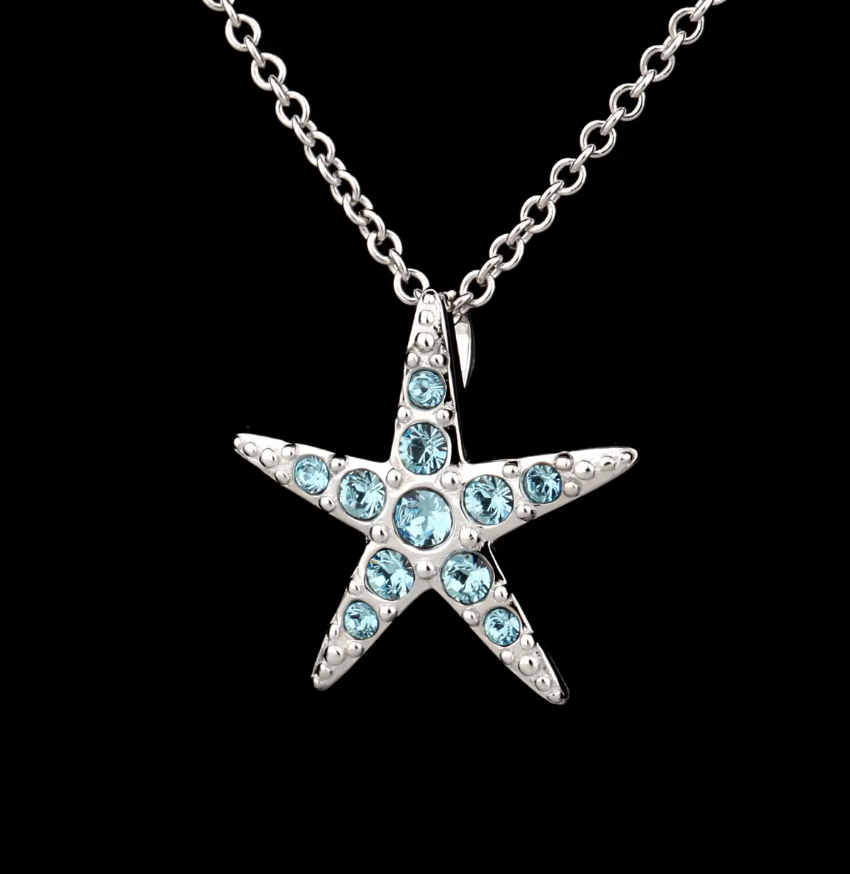 kette-anhaenger-seestern-starfisch-silber-kristall-irland-004 Ocean Aqua Starfish - Seestern Kette aus Sterling Silber & Swarovski Kristall