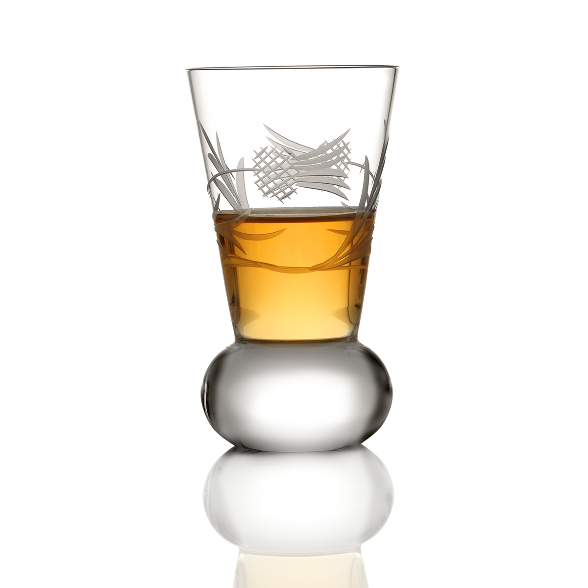 Flower of Scotland - Schottische Distel Kristall Whisky Shotglas aus Schottland