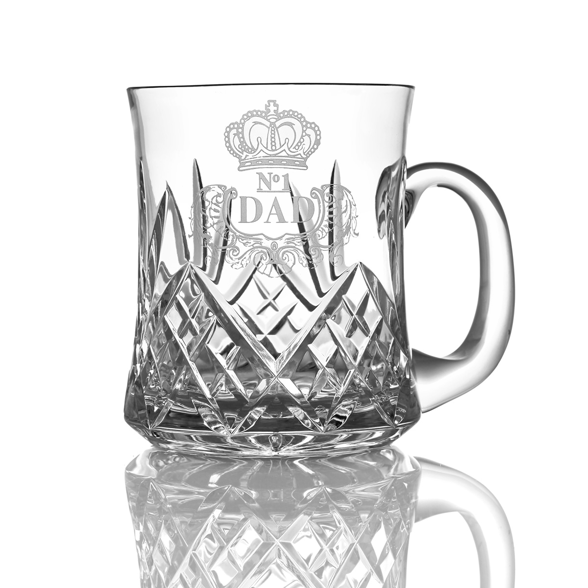 bier-glas-pint-kristall-schottland-dad-004 No.1 DAD - Handgefertigtes One Pint Bierglas - Kristallglas mit Diamantschliff & Gravur