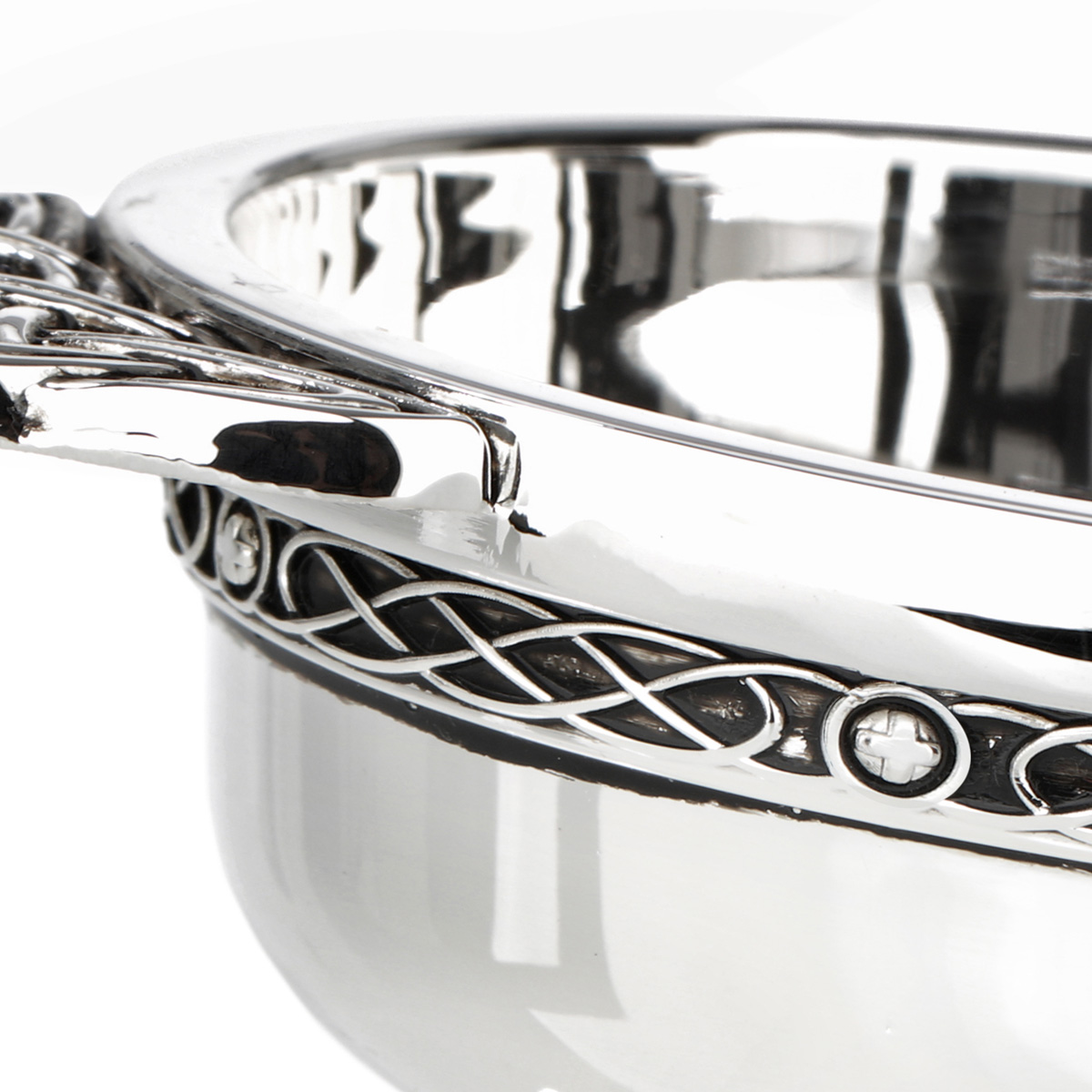 Whisky-Quiaich-Schottland-Silber-detail-001 Scottish Thistle Whisky Quaich aus Schottland - versilbert mit keltischen Details
