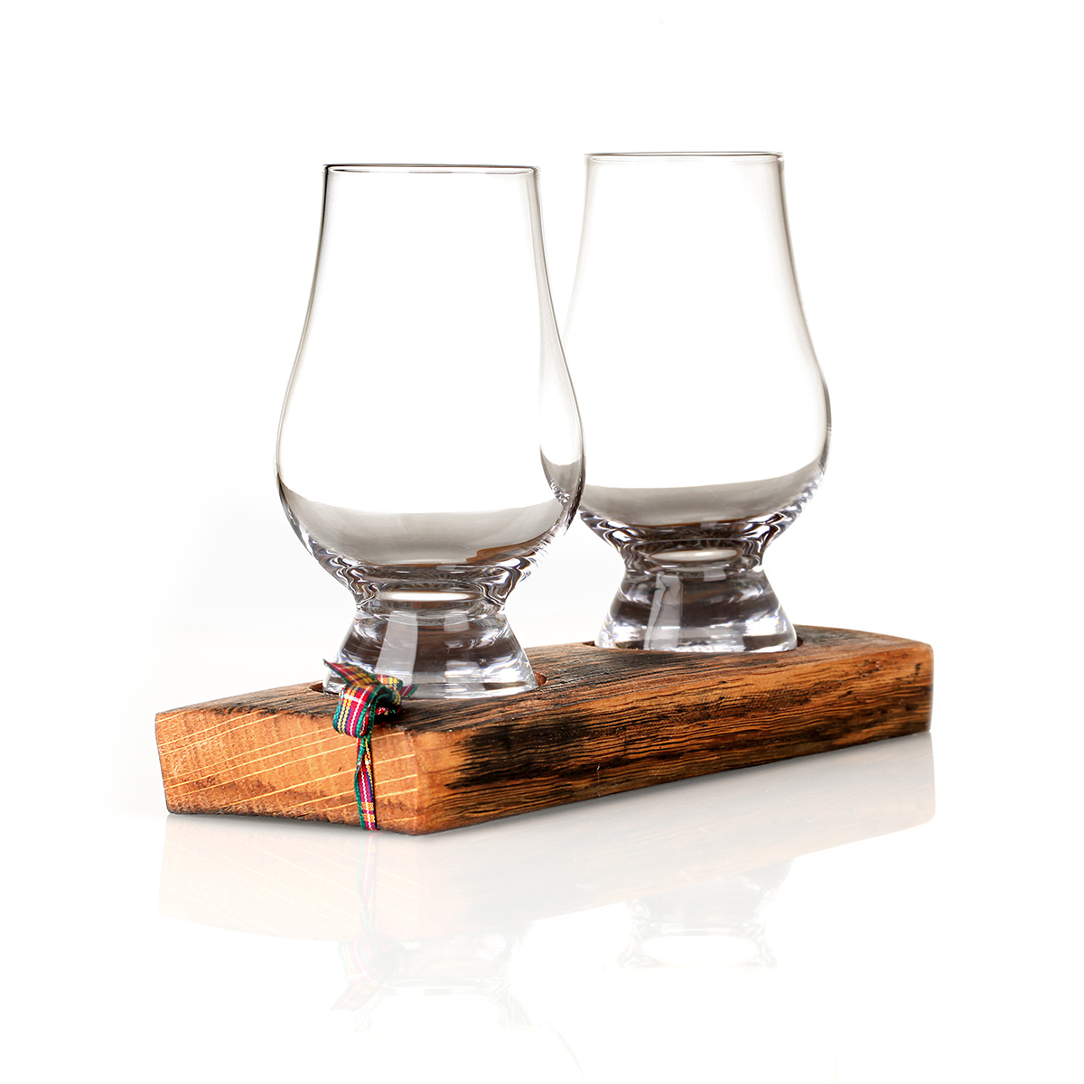 Whisky Fass Tasting Tray / Barrel Plinth aus Eiche mit 2 Gencairn Gläsern