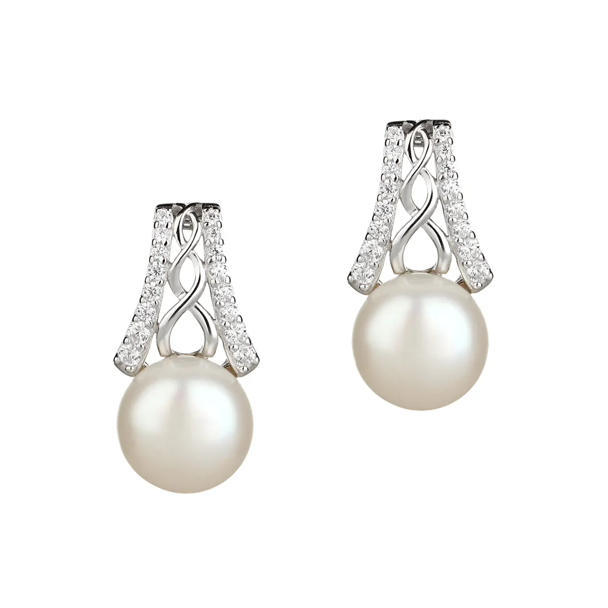 ohrstecker-perle-kristall-silber-irland-002 Trinity Pearl - Keltische Ohrstecker aus Irland - Sterling Silber mit Kristall & Perlen