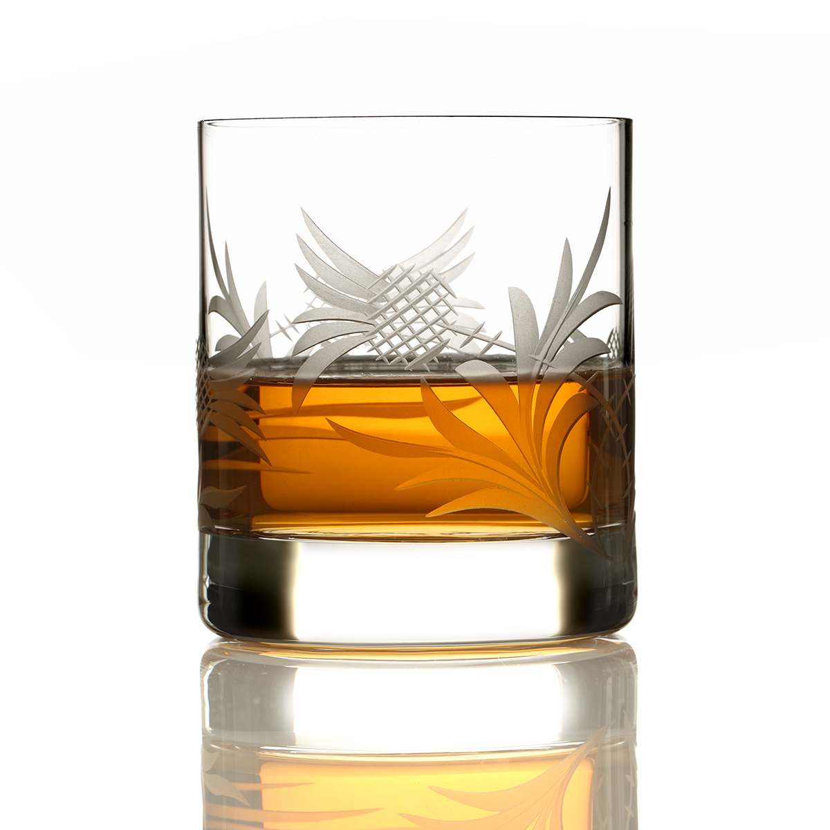 Flower of Scotland Tumbler - Schottische Distel - Handgefertigtes Kristall Whisky Glas