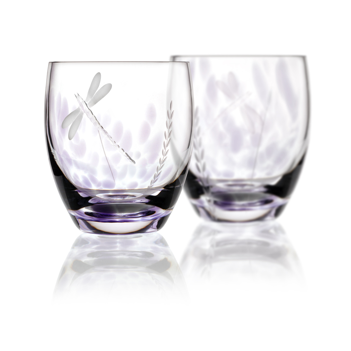 whiskey-glas-irland-irish-wild-heather-libelle-001 2 x Wild Heather Whiskey Tumbler - Handgefertigtes Kristallglas aus Irland