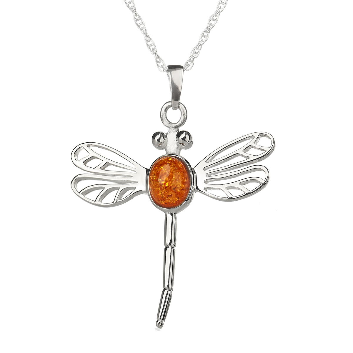 Dragonfly in Amber Kette - Outlander Libelle aus Schottland - Silber & Bernstein