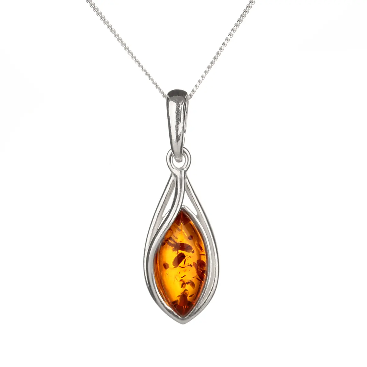 Amber Drop - Irischer Anhänger aus honigfarbenem Bernstein & Sterling Silber Amber Drop - Irischer Anhänger aus honigfarbenem Bernstein & Sterling Silber