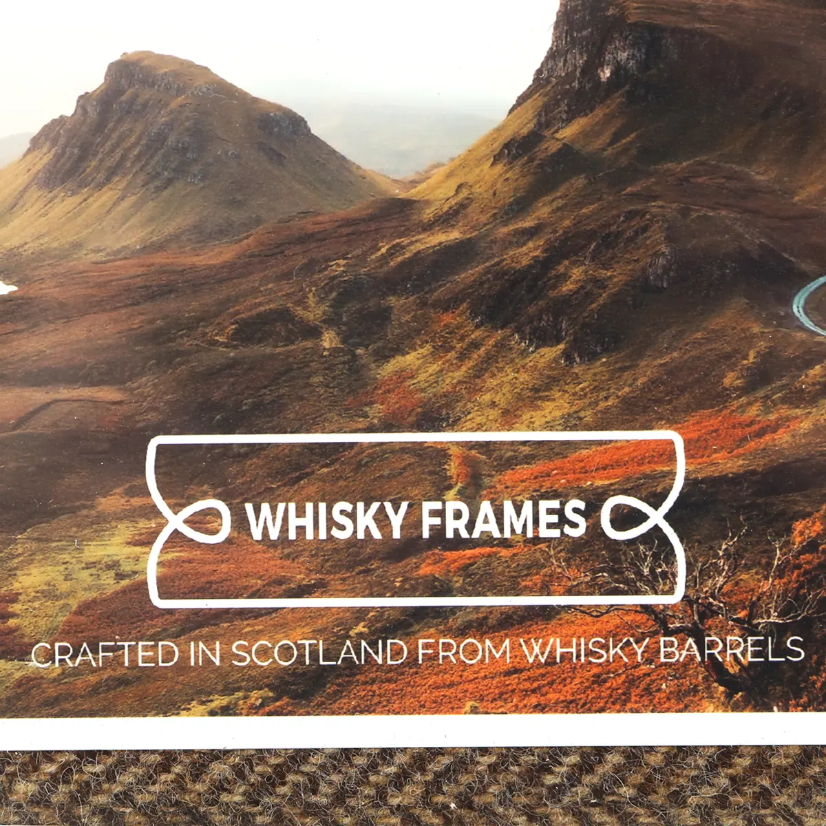 Whiskyfass Fotorahmen 3 x 10x15 cm - Handgefertigt aus recyceltem Fassholz (Eiche) & Harris Tweed