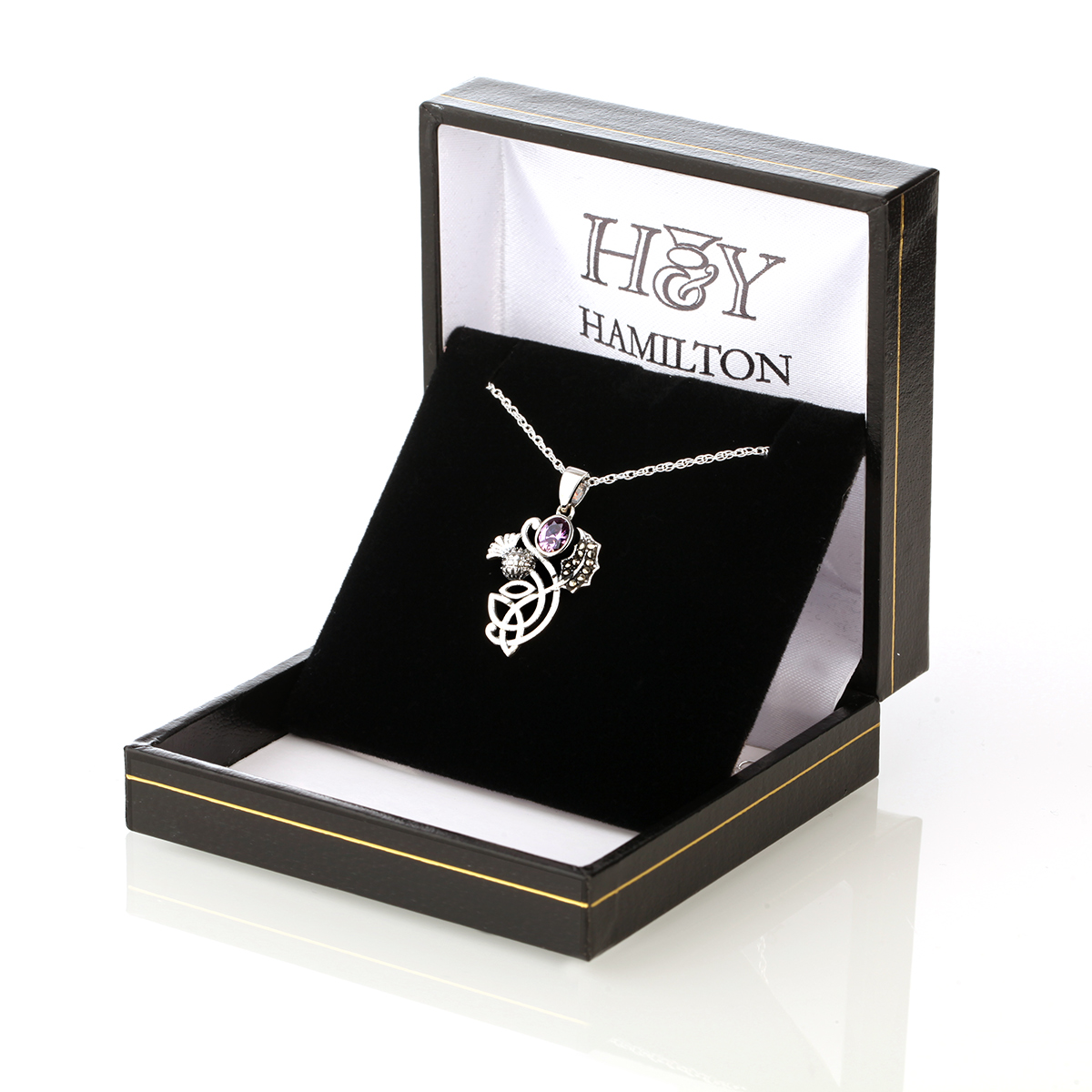 Kette-Anhaenger-schottisch-distel-kristall-silber-003 Schottische Distel - Kette aus Schottland - Sterling Silber mit Markasit & Amethyst