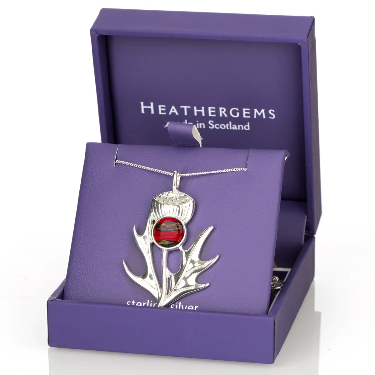 kette-anhaenger-schottischer-heathergem-schmuck-silber-034 Heathergem Thistle Kette - Schottische Distel aus Sterlingsilber & Heide