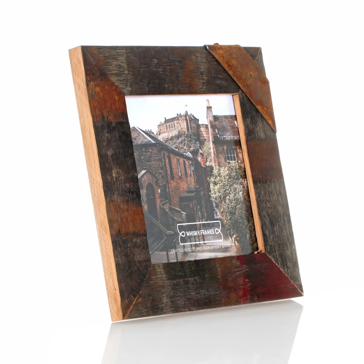 Whiskyfass-Fotorahmen 20x20 cm aus amerikanischer Eiche - Handgefertigt in Schottland